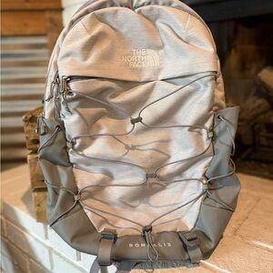 The North Face Borealis backpack light grey with white accents